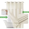 eachope Cream No Hook Tufted Shower Curtain with snap-in Liner