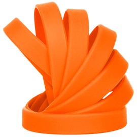 LVNRIDS Solid Color 50 Silicone Wristbands Rubber Bracelets for Children, 7 inch Wholesale Sports Rubber Elastic Wristband Bracelet Bulk Gifts for Teacher Supplies Party Decorations Orange