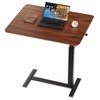 DUMOS Overbed Bedside Table with Wheels, Height Adjustable Rolling Hospital
