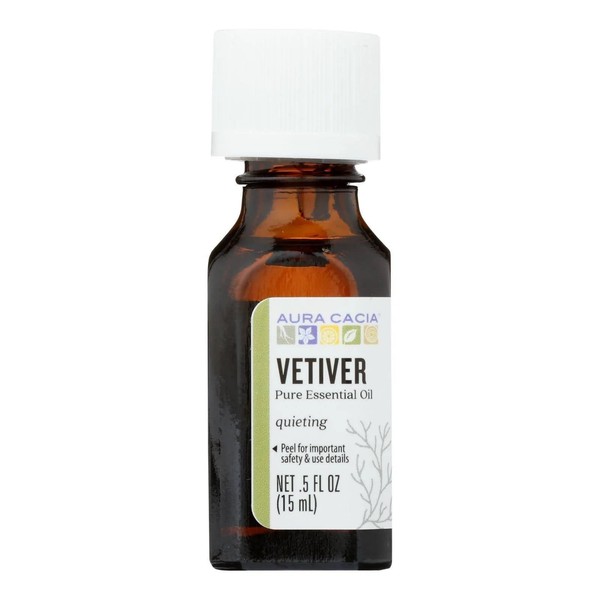 Aura Cacia Pure Vetiver Essential Oil | 0.5 fl. oz. | Vetiveria zizanioides