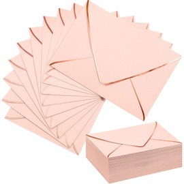 Mimorou 100 Pcs 5 x 7 Envelopes for Invitations A7 Self Adhesive Envelopes with Flap Foil Border Decorative Card Envelopes for Wedding Baby Bridal Shower Christmas Birthday Party(Pink, Rose Gold)
