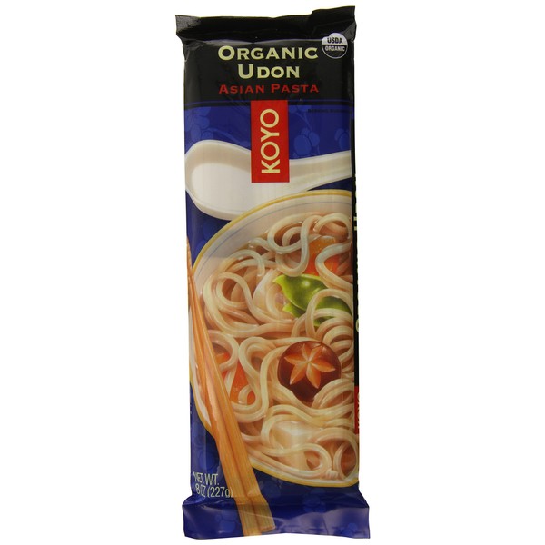 KOYO Organic Round Udon Pasta, 8 Ounce (Pack of 12)
