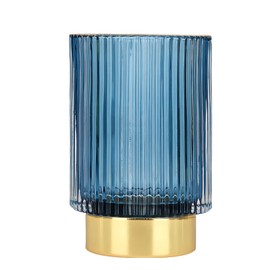 DASITON - Organizador para brochas de maquillaje, cepillo para polvo de maquillaje de vidrio, soporte para almacenamiento de brochas de vidrio, cepillo para polvo de maquillaje clásico, vaso para lápices, jarrón a rayas (color crema L)