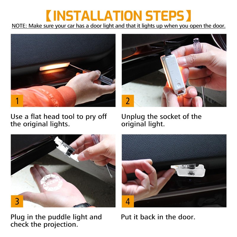 2Pcs Car Door Light Logo Projector for Ascent Accessories, Non