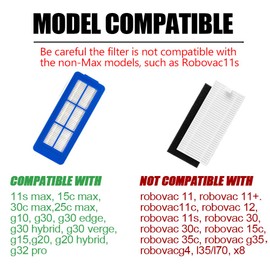 Replacement Filters Compatible with eufy RoboVac 11S Max, 30C Max, G30, G30 Edge/Hybrid/Verge, G10, G20, Robot Vacuum Parts Accessories, 4-Pack