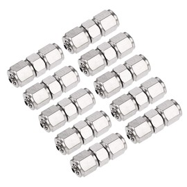 sourcing map Compression Tube Fitting Nickel Plating for 4mm Pneumatic Hose Tube 10pcs