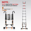 Telescoping Ladder,Aluminum with Stable Hook and stabilizer barand,12.5FT Lightweight Multi-Purpose