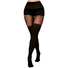 GWAWG Mock Thigh High Look Tights Suspender Plain Curves Hold Up Stockings Tights for Women Black Tights Women Women's Tights Pantyhose for Women Patterned Tights Over The Knee Tights