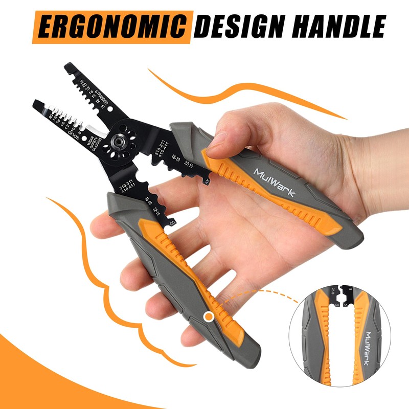 MulWark 3 in 1 Automatic Self Adjusting Wire Stripper/Cutter/Crimper, 8