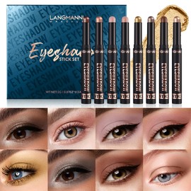 Jolilab Eyeshadow Stick Set, 8 Colors Matte Professional Bright-Colored Contouring and Highlight Eyeshadow Stick, Cream Eyeshadow Waterproof Long Lasting High Pigmented Eye Shadow. (8, EYESHADOW B)