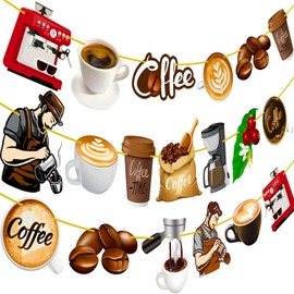 Coffee Party Banner Coffee Birthday Decorations 3Pcs Coffee Cup Decorations Coffee Cutout Banner Coffee Themed Party Banners for Coffee Cafe Decorations Party Supplies