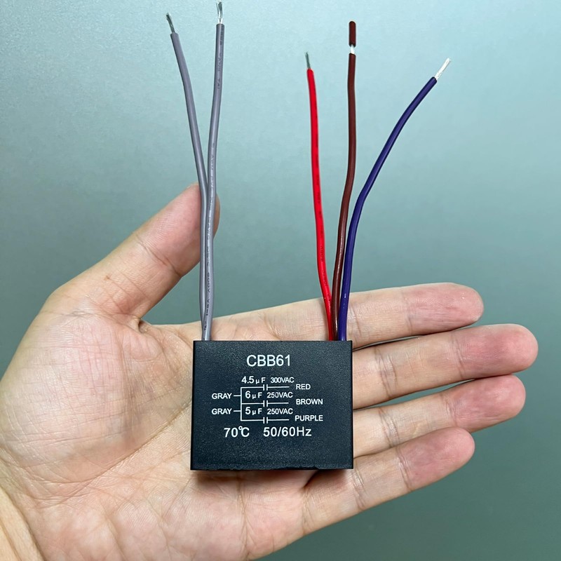 YukiHalu Ceiling Fan Capacitor CBB61 4.5uf + 6uf + 5uf