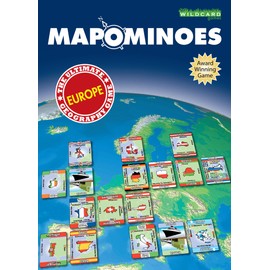 MAPOMINOES EUROPE – The Ultimate Geography Game – Fun and educational travel card game for kids teenagers and adults. Like dominoes with maps.
