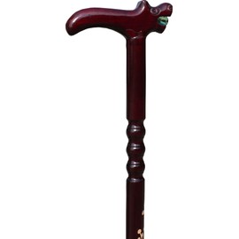 Full Funk RaanPahMuang Hard Wood Simple Dragonball Walking Stick Simple Carved Decorative