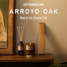 P.F. Candle Co. Arroyo Oak Classic Scented Rattan Reed Diffuser (3.5 fl oz) Amber Glass Jar, Fine Fragrance Oil, Flame-Free Fragrance, Made in The U.S.A.