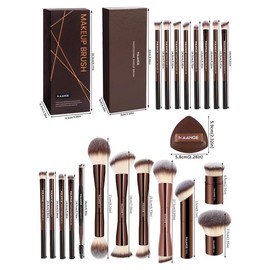 MAANGE¬†Makeup Brush & Puff Set with Storage Box, 20pcs Makeup Brushes & 1 Count Puff & 1 Count Brush Storage Case, Professional Makeup Tools for Women, Makeup Brushes Set,¬†Makeup,¬†Cosmetics¬†Kits:_Light gold_one-size