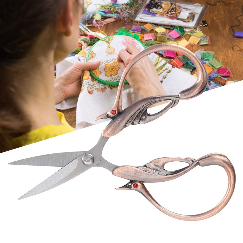 Scissors Retro DIY Swan Shaped Cross Stitch Household Cloth Cutting