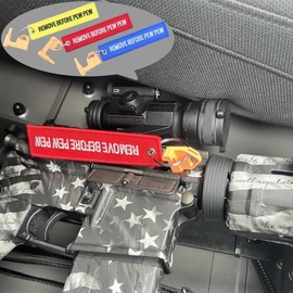 YONCONO 3Pack Chamber Safety Flag Fits Rifle Handguns Shotgun Pistol, Embroidery Tags Keychain Remove Before Pew Pew - Universal Compatibility (Red, Blue, Yellow)