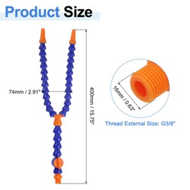 uxcell 4Pcs G3/8" Thread Flexible Water Oil Coolant Pipe Hose, 400mm Plastic Adjustable Round Nozzle Y Shape Cooling Pipe Hose with Switch for Lathe CNC Water Cooling System