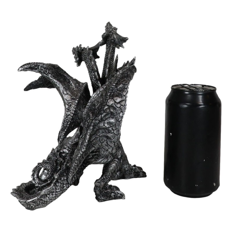 Ebros Ancient Legendary Three Headed Dragon Hydra Roaring Statue 8"