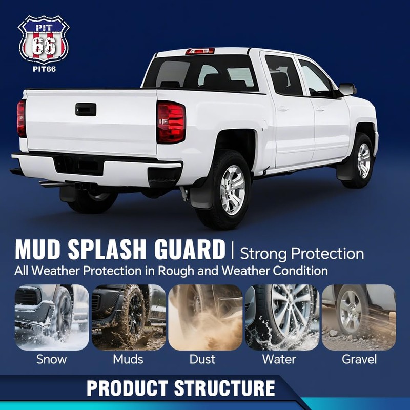 PIT66 4PCS Molded Mud Flaps Wheel Fender Mudguard, Compatible with
