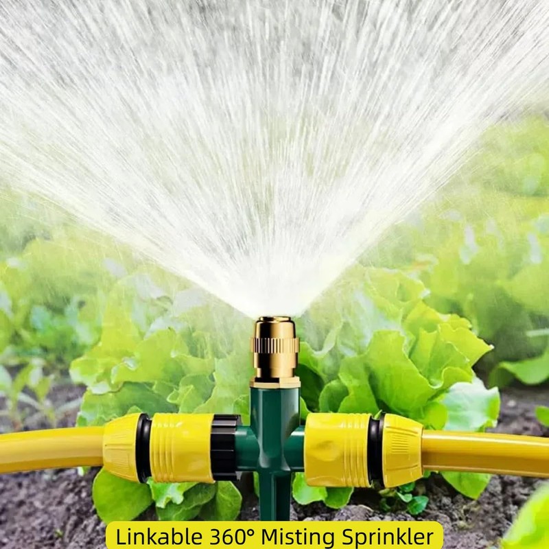 Metal Lawn Sprinkler, Automatic Brass Sprinkler with Spike Base, 360°
