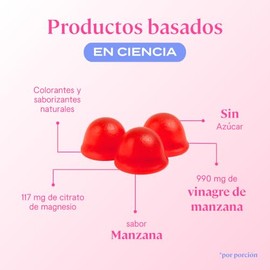 B-FIT B Gomitas de Vinagre de Manzana y Citrato de Magnesio - Suplemento Alimenticio Natural - 90 Gomitas Sin Azúcar - Citrato de Magnesio en Polvo