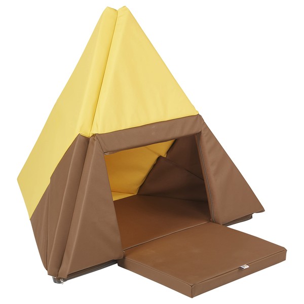 ECR4Kids SoftZone Camp, Canoe and Tumble Too, Folding Playmat, Chocolate/Yellow