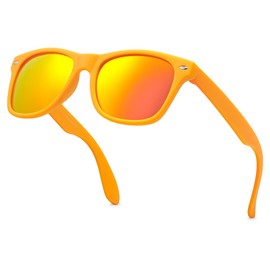 LEICO FASHION Kids Polarized Retro Sunglasses for Boys Girls Age 3-12 Shatterproof Rubberized Frame UV Protection Toddler Children Sun Glasses