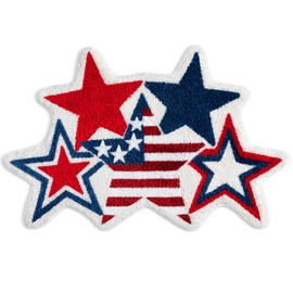 Tinideya 32"x20" 4th of July Bath Mat Patriotic Stars Tufted Rug, American Flag Memorial Day Non-slip Doormat, Funny Independence Day Decorative Carpet for Bathroom Kitchen Shower Living Room Entryway