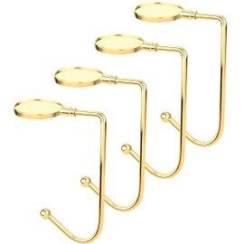 Komotu Christmas Stocking Holder for Mantle - 4 Pack Non-Slip Stocking Mantel Holders Hooks Hanger for Christmas Xmas Fireplace and Party Decoration (Gold)