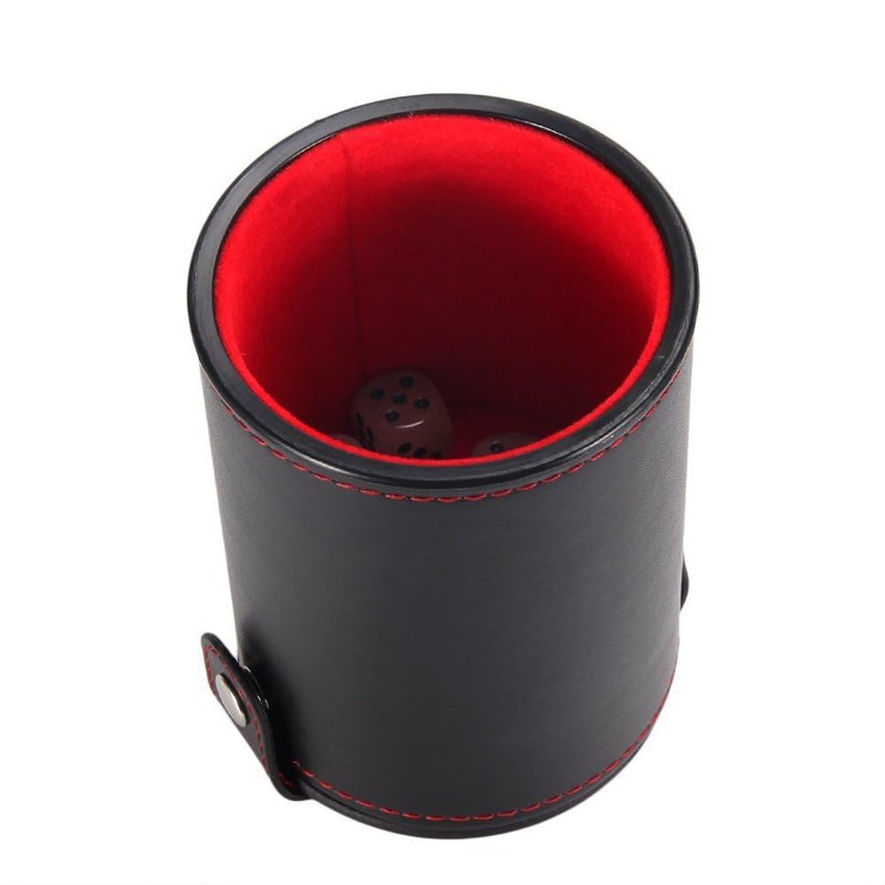 WYFCR PU Leather Dice Cup with Matching Lid, Includes 6