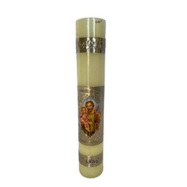 miSantuario Cirio Pascual Repujado 1 Kilo [14] San Jose con Niño Jesus, Paschal Candle Embossed St Joseph and Baby Jesus, New