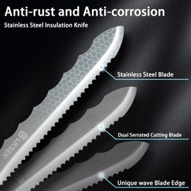 PAXLINSEN Stainless Steel Garden Knife with 7.8" Blade with New Handle, Double Side Utility Sod Cutter Lawn Repair Garden Knife with Nylon Sheath (GREEN)