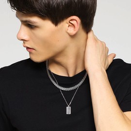 Mens Necklace Chain, Stainless Steel Round Box Chain Link Jewelry 6mm, 22inches Long