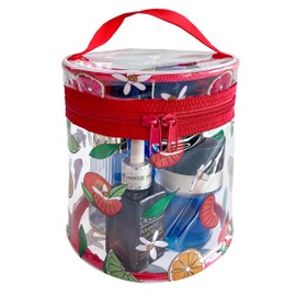 Clear Cylindrical Cosmetic Bag with fruit Print, Handles (Lemon)