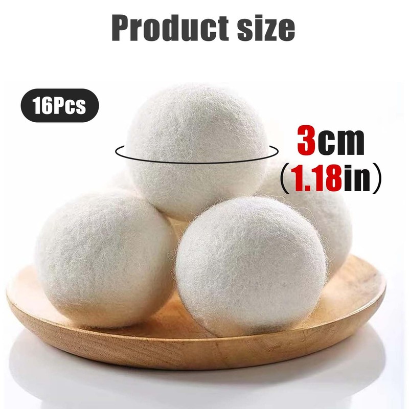 Pack of 16 Dryer Balls, 100% Natural Sheep Dryer Balls