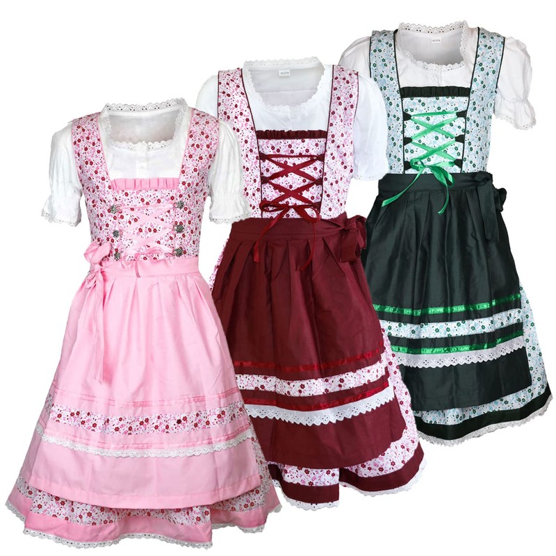 MS-Trachten Children's Dirndl Costume Dress Girls' Dirndl Mimi 3-Piece (128,