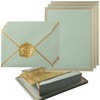 Topeen 50 Pack Stationery Set with Gold Border, A6 Envelopes