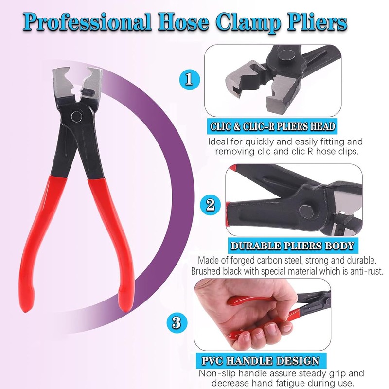 YUENTOEN Hose Clamp Pliers Clic-R Type, 175mm Automotive Clamp Remover