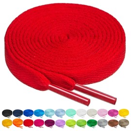 BIRCH's Shoelaces in 27 Colors Flat 5/16" Shoe Laces in 4 Different Lengths (56" (142cm), Red)