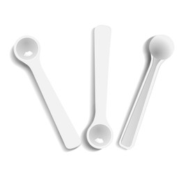 250 Mg Pack of 10 White Measuring Smidgen Micro Scoop 0.5 Ml PP Lab Measuring Mini Spoons for Powder Measurement or Baking - Static-Free Plastic Tiny Scoops for Milligram Small Measure
