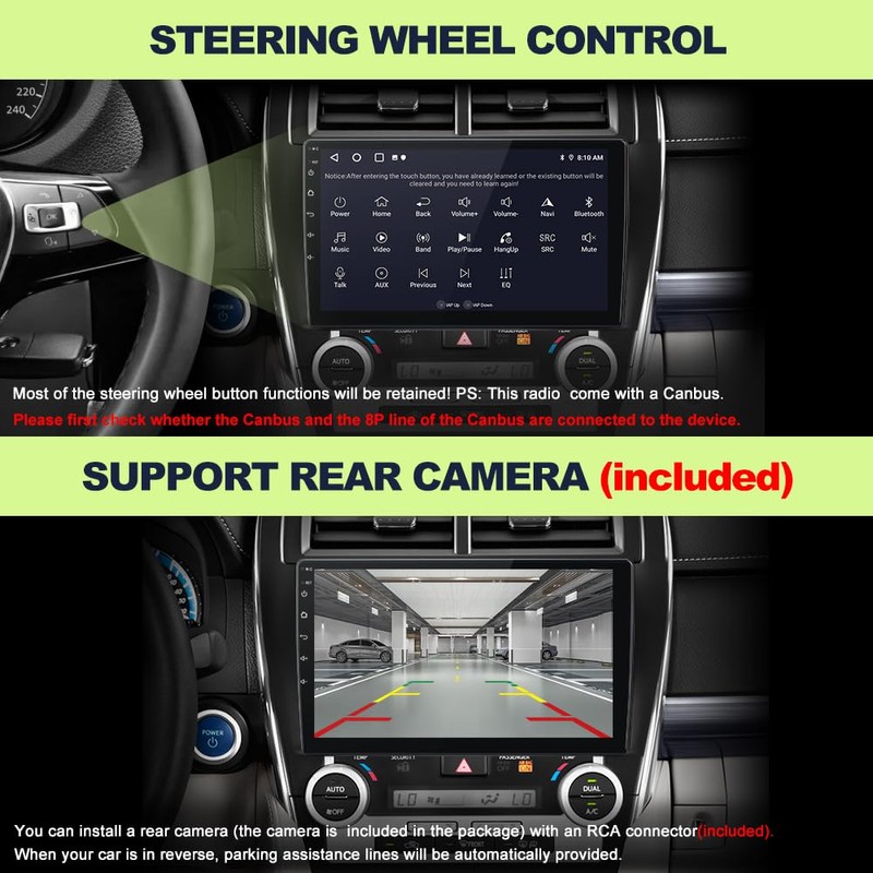 Pyniro Car Radio Stereo for Toyota Camry 2012-2015 Android 13