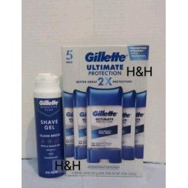 Gillette Ultimate Deodorant Protection 5 Pack Gillette Shaving Gel Island Breeze