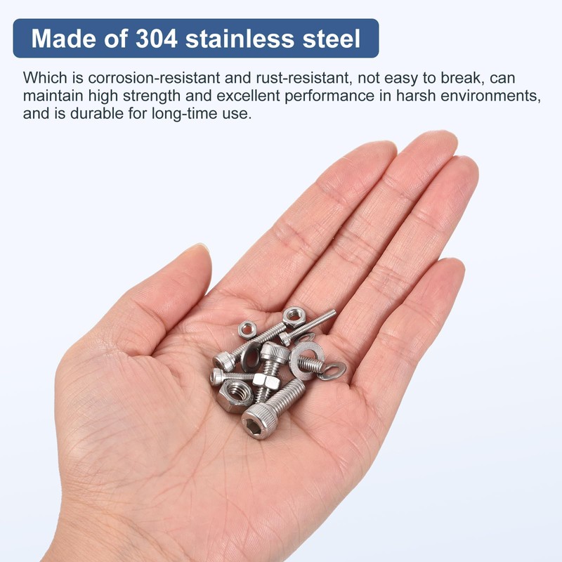 DTGN 70pcs M5 Meter Thread Assortment Bolt and Nut Kit