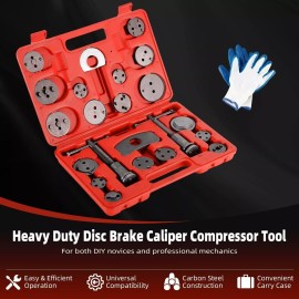 8milelake 24pcs Heavy Duty Disc Brake Caliper Tool Piston Compressor Wind Back Rewind Kit