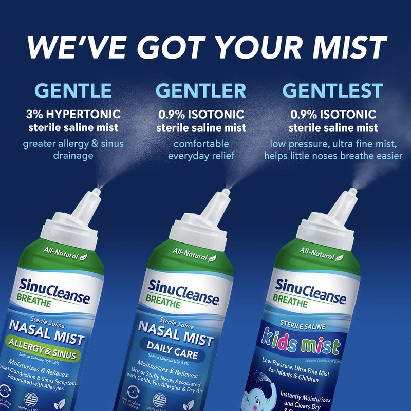 SinuCleanse Allergy & Sinus Sterile Saline Nasal Spray, Ultra Fine