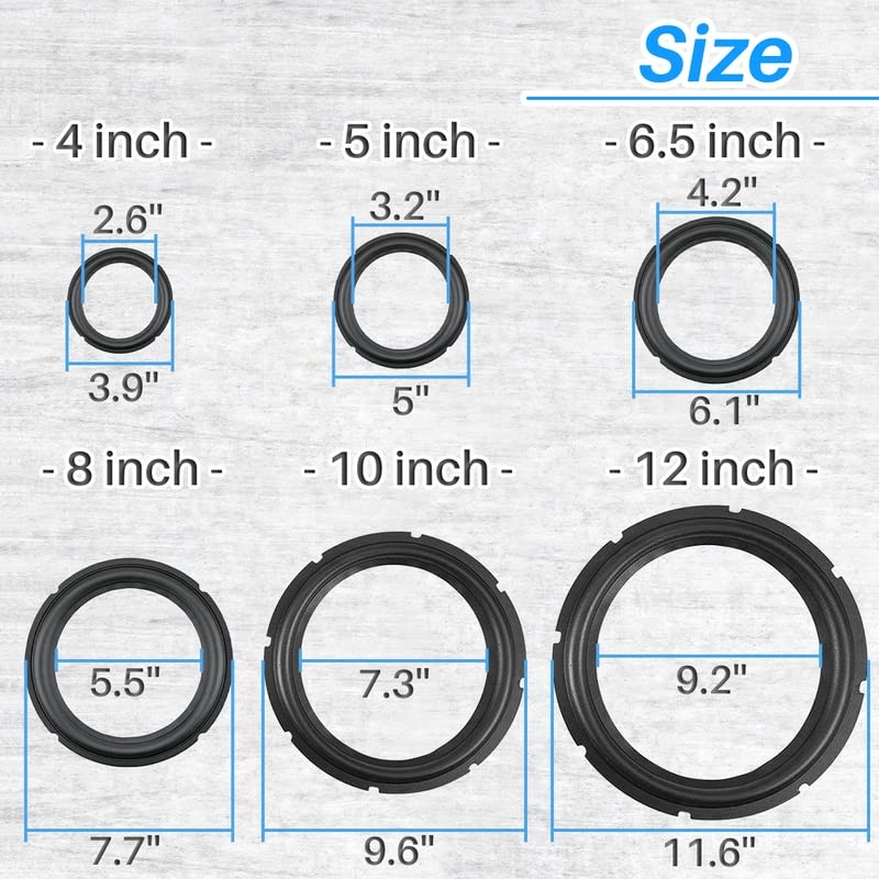 Kalevel 2 Pcs 12 Inch Speaker Surround Rings Rubber Repair