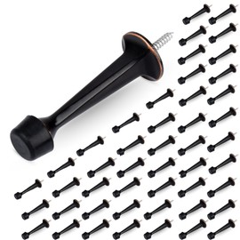 HOMOTEK 48 Pack Heavy Duty Solid Rigid Door Stop with Soft Rubber Tip, Zinc Die Cast Door Stopper Protect Wall & Door, Oil Rubbed Bronze