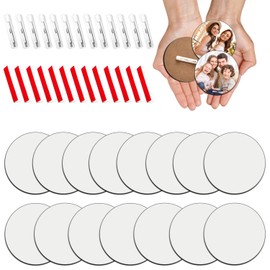 15-Pack 3 Inch MDF Sublimation Buttons Blanks with Pins - Heat Transfer Badge Blanks for DIY Name Tags, School Projects & Home Craft Gifts